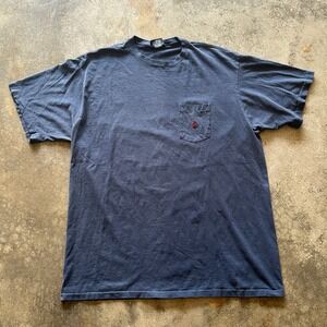 Vintage Polo by Ralph Lauren T Shirt Mens XL‎ Blue Pocket Tee Made in USA